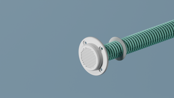 White Vardo Low Profile Louvre Grill Vent for Boat Van Toilet Fan 32mm 1.25 Hose connection 003